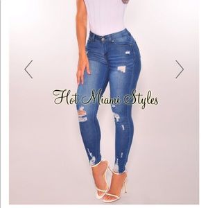 Hot Miami Styled Distressed Jeans